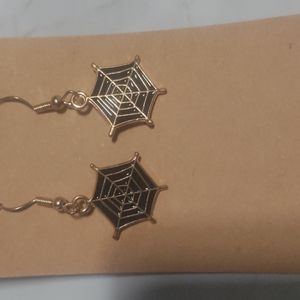 Black Spiderweb Hanging Earrings